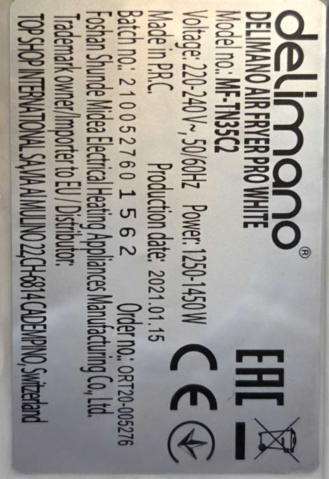 Air Fryer Delimano MF-TN35C2