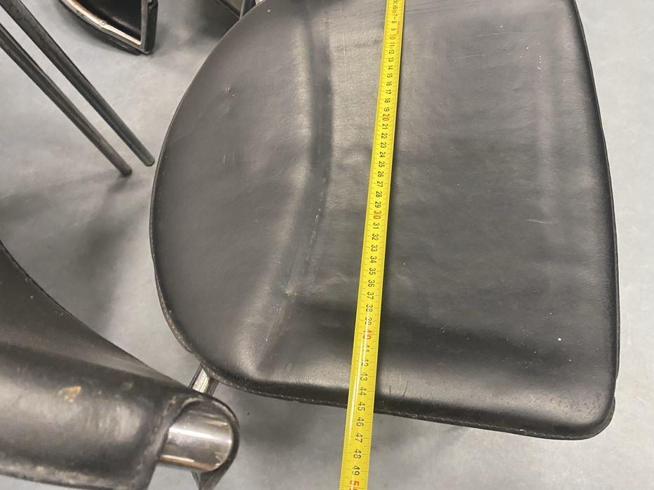 Дизайнерски столове Дания естествена кожа хром 1988 комплект 4