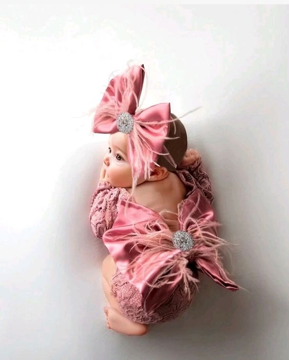 Бебешки розов комплект за новородени за фотосесия