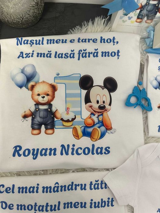 Set tricouri personalizate pentru taierea motului si set tavita mot