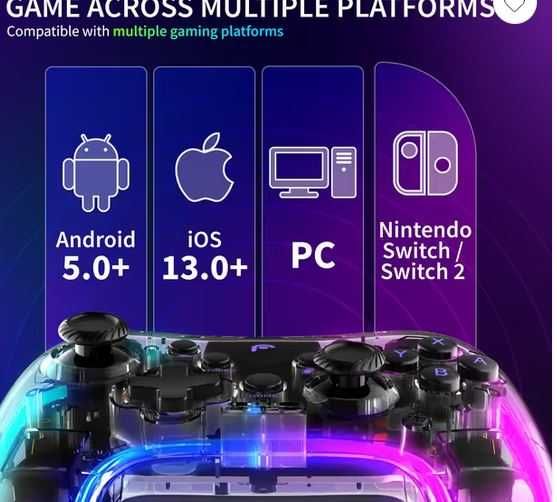 Controller Wireless Gaming RGB vibratii compatibil Android PC Nintendo - baterie 6h !