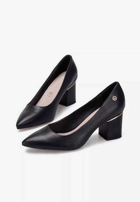 Pantofi cu toc gros eleganti negri masura 35