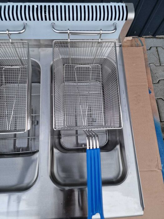 Friteuza Dubla pe Gaz 2x15L – Inox, Putere Mare, Garantie