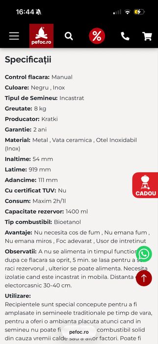 Semineu bioetanonl incastrabil