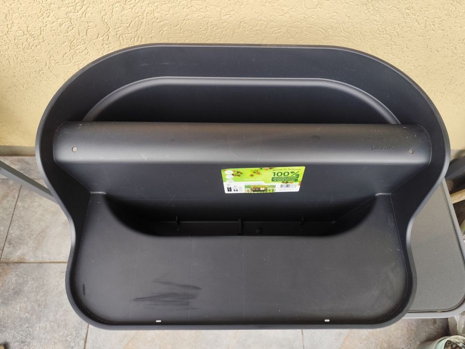 Jardiniere balcon cu polita pt răcoritoare gri antracit