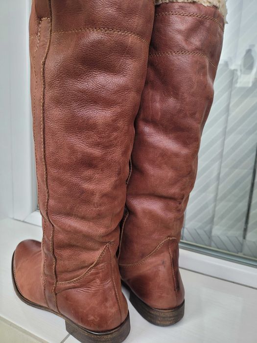 Естествена кожа дамски ботуши 40 номер