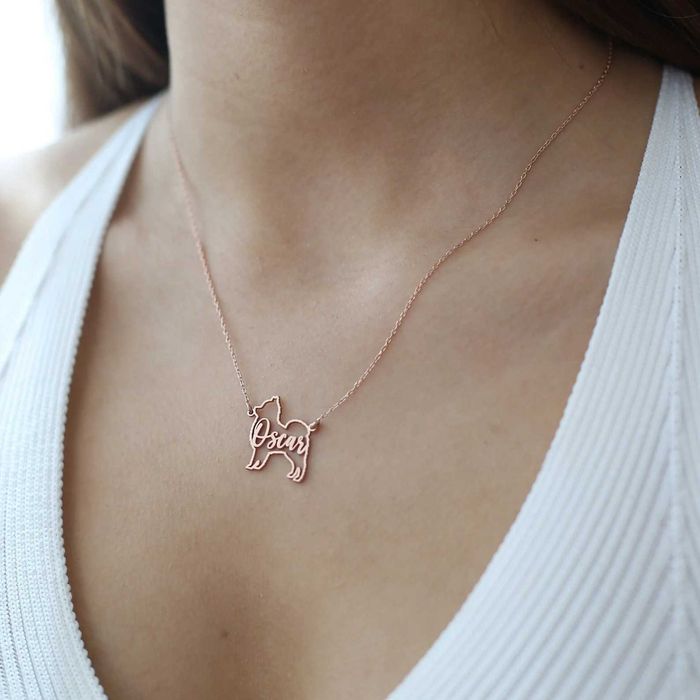 Сребърно колие с име на куче, подарък за собственик на куче