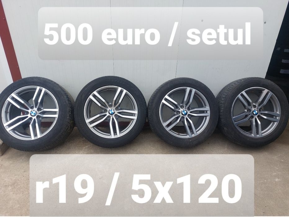 Set jante din aluminiu r19 BMW M Performance Double Spoke Style 623M / DOUA LATIMI / 5x120 / anvelope vara RSC 255 50 r19 si 285 45 r19 Bridgestone
