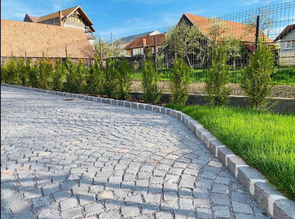 Amenajări grădini cu piatră cubică | Diverse culori, montaj