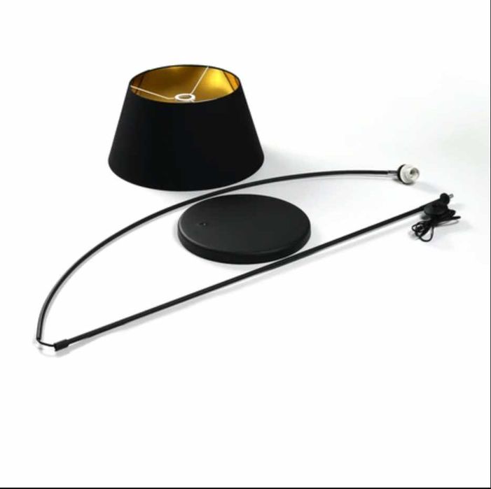 Подова лампа Lindby Esti, черна/златна, плат, височина 192 cm