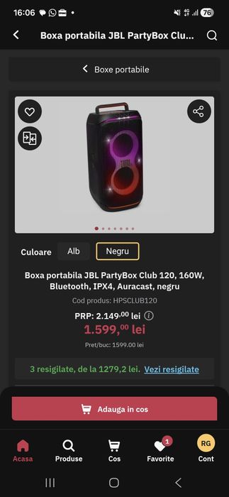 Două  JBL PartyBox Club 120