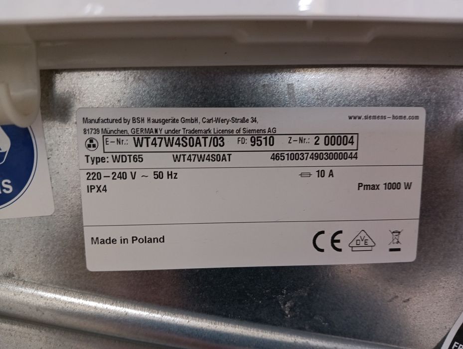 Сушилня с термопомпа Сименс Siemens IQ 500 A+++ 8кг 2 години гаранция