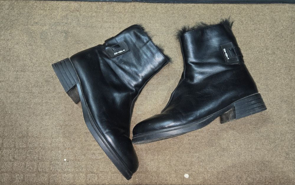 Сапоги зимние тёплые кожаные