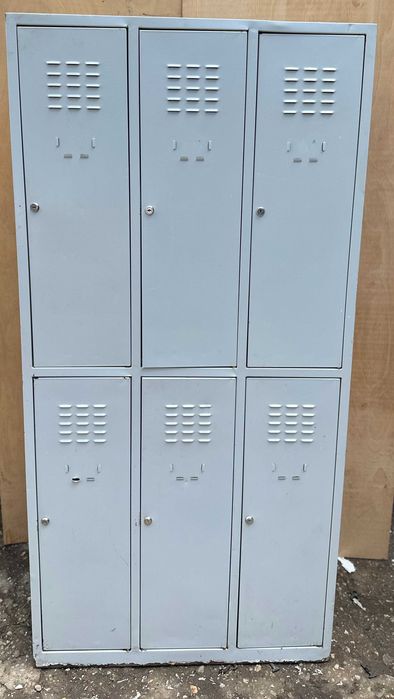 Vestiar metalic cu 6 usi 180x89 cm; Dulap metalic 3 coloane si 6 compartimente