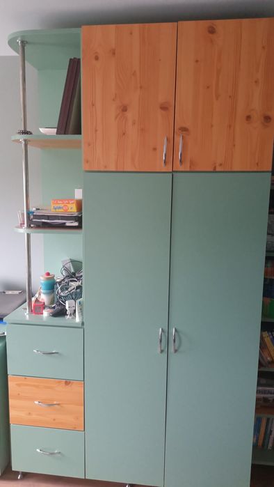 Set dormitor - dulap-pat-birou-bibliotecă-etajeră