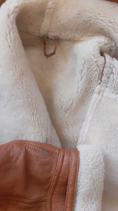 дамско палто кожух, естествена телешка кожа, кафяво супер