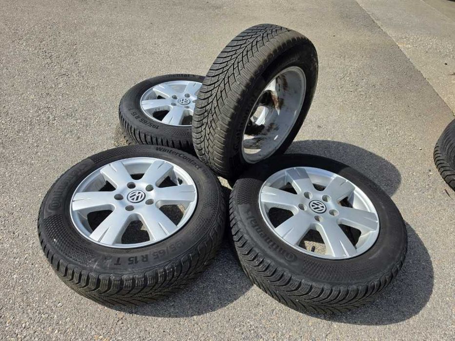 4 бр. Зимни гуми 195/65 R15 с джанти 5x112 VW Audi Skoda Seat
