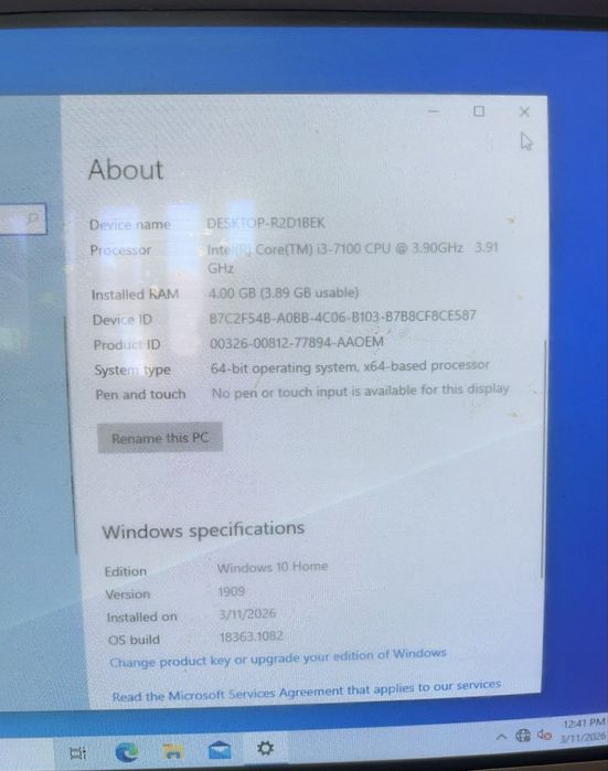 Desktop i3 7100 3.9Ghz