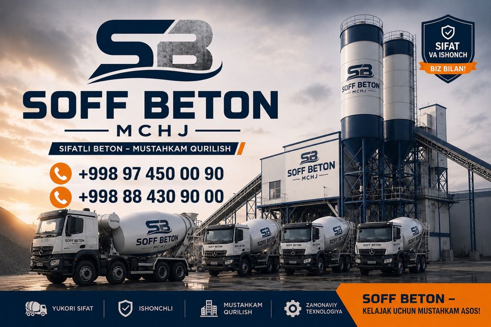 Beton SOFF BETON MCHJ ozining sof betonlarini taklif qiladi