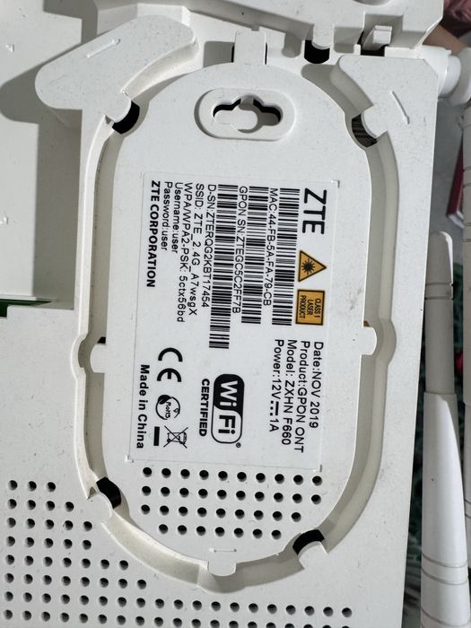 GPON modem ZTE ZXHN F660