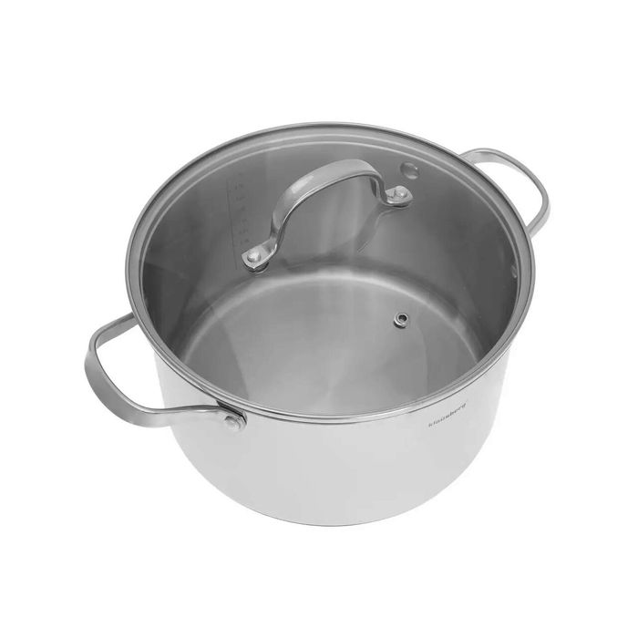 Oala din inox cu capac din sticla, 24cm 5,9litri, compatibila cu toate
