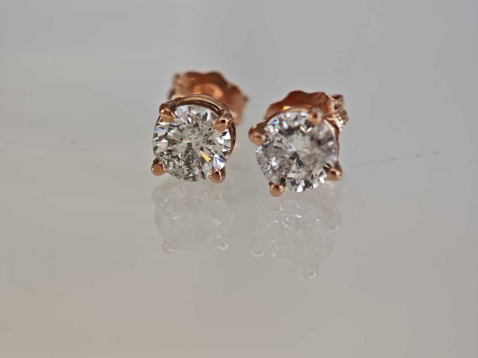 Cercei aur roz 14k cu diamante naturale