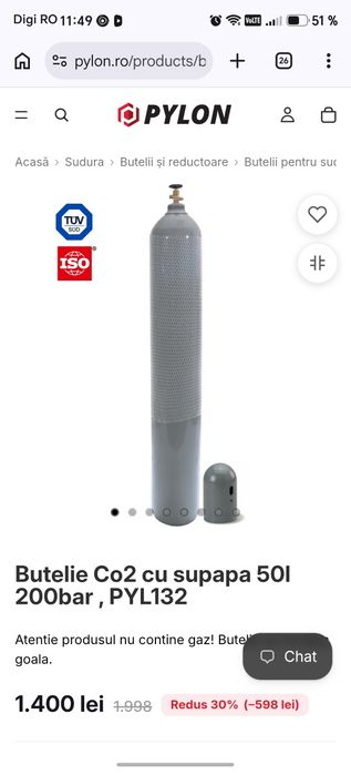 Aparat de sudura și tub co2, include pistolul, furtun și mască