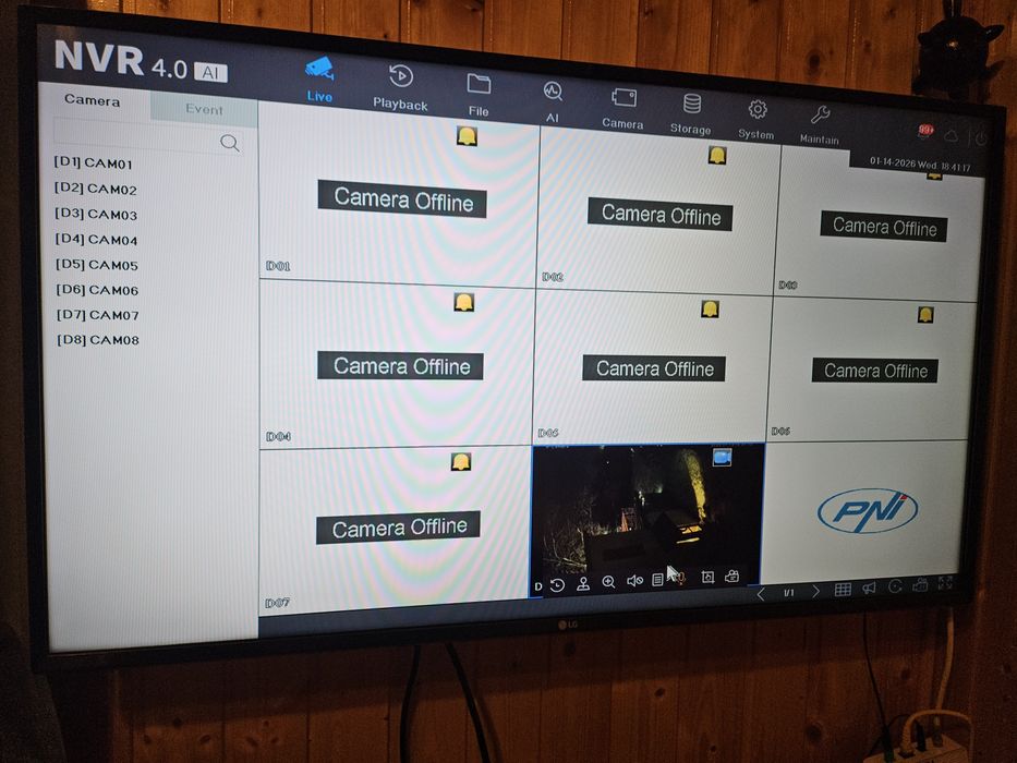 Camere PNI IP55+Hdd 2Tb+NVR IP816 ca Noi, Garantie