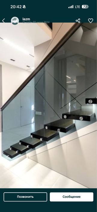 Стеклянное перила из чорнога  метала