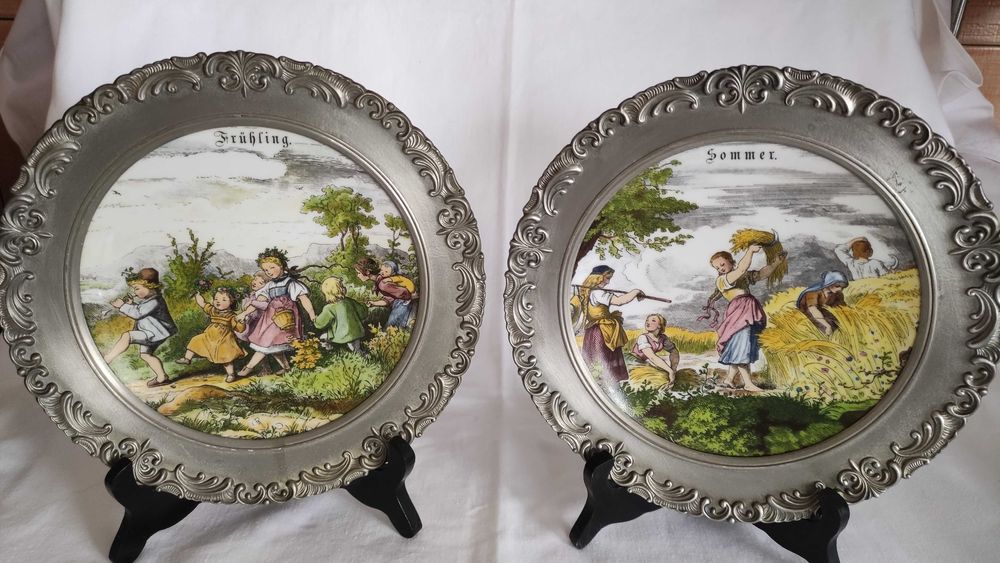 Двойка декоративни порцеланови чинии "Пролет" и "Лято"