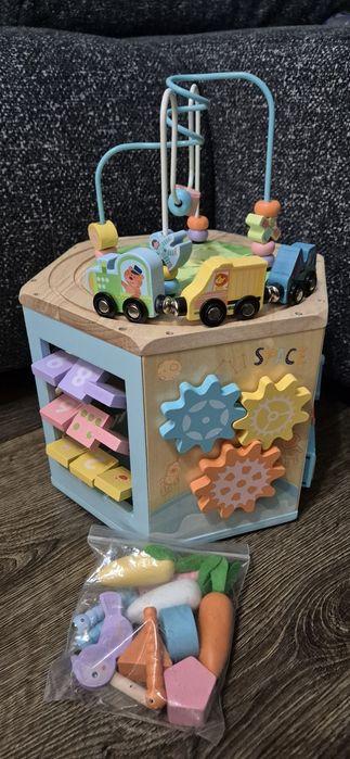 Jucarie din lem Cub Montessori  14 moduri de joaca