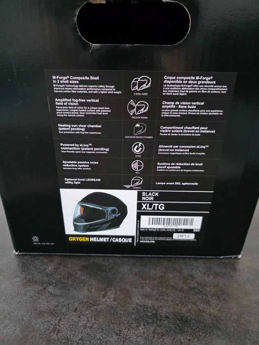 New BRP Oxygen Helmet XL + Balaclava L/XL power cable Casca Snowmobil