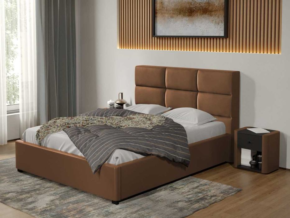 Pat Tapitat Cico 190 rabatabil 170x114 C1 din piele/stofa Maro Nube 23