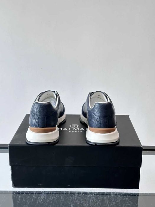 Balmain Monogram Runner Sneaker "Navy Blue Leather"