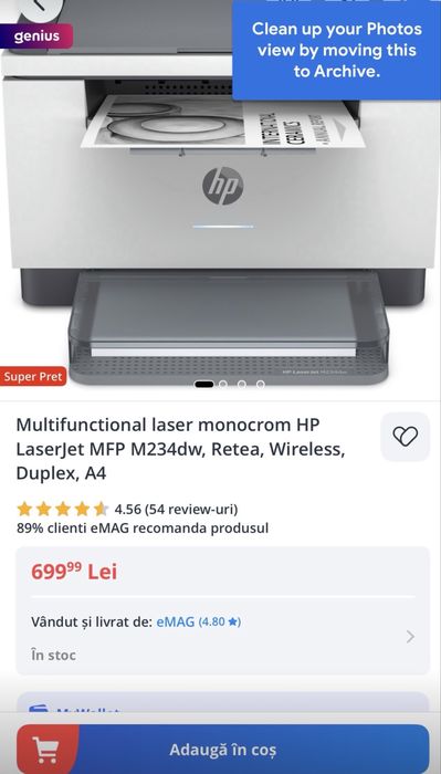 Pachet- Multifunctional laser monocrom HP LaserJet MFP M234dw,