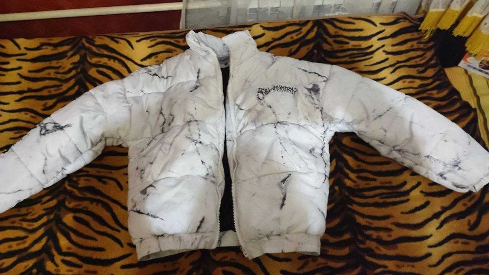 Куртка пуховик Медведь Бомбер оверсайз Р-60-62 белая