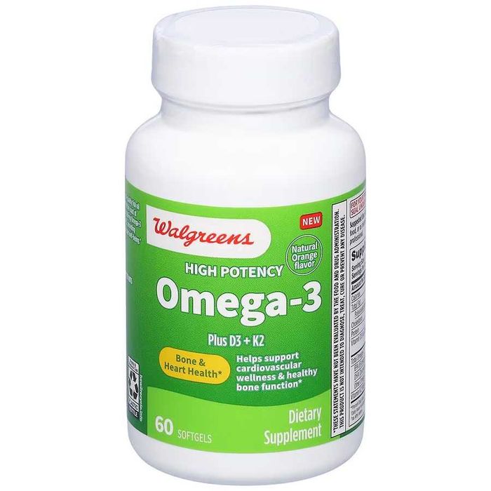 Омега-3+ Д3+ К2 Walgreens Omega-3 Plus D3 + K2 BOVINE! Softgels