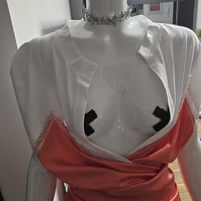 Rochie de ocazie, Midi, Cocktail, Dama, Dantela, Asimetrica, Satin, Re