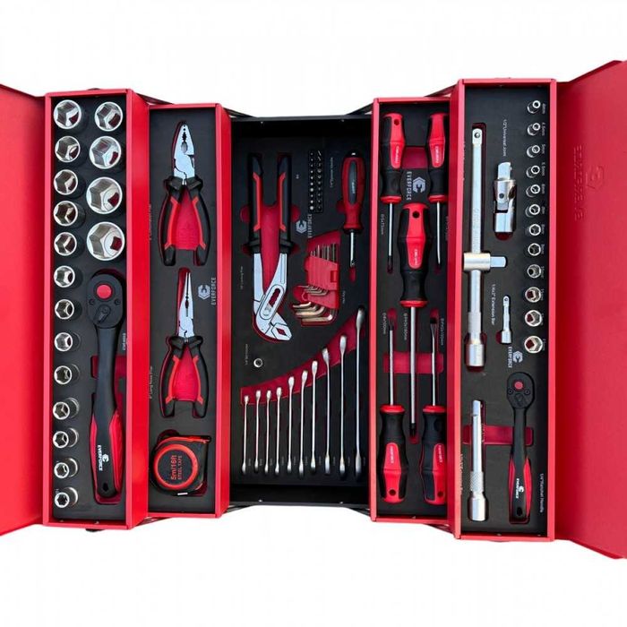 Сгъваем метален куфар с инструменти 86 части EverForce