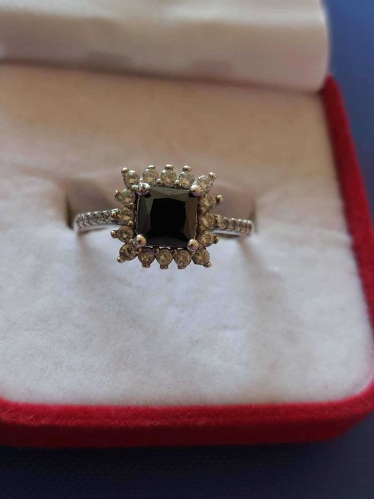 Inel argint vintage cu onix si zirconii