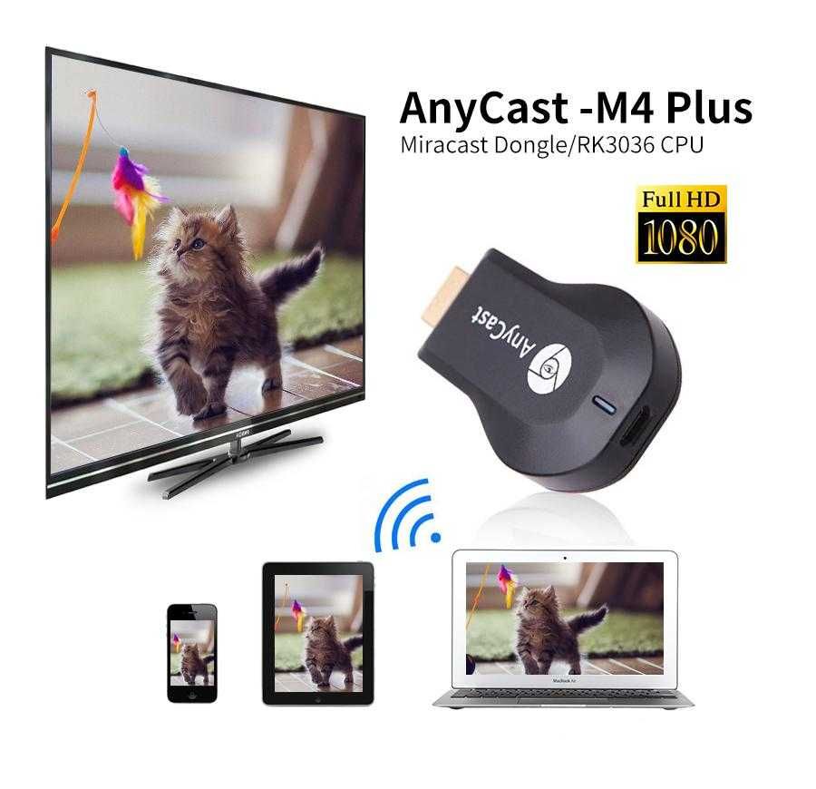 Новый anycast m4 plus hdmi wifi smart tv адаптер приставка android ios ...