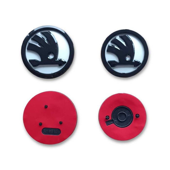 Емблема за Шкода предна 89мм и задна 79мм - Черна, Хромирана, Зелена