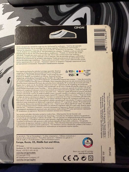 Set cartușe ORIGINALE HP 950XL + 951XL (4 culori) – NOI, sigilate