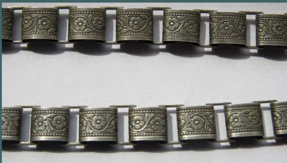 Vechi colier argint masiv cu pandant, Victorian