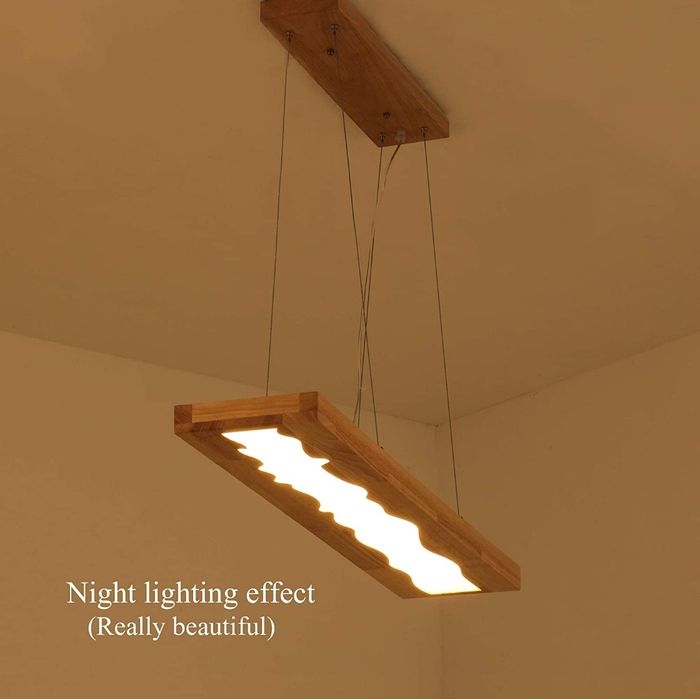 Висяща Лед лампа 100 см дърво и епоксидна смола трапезария, остров.