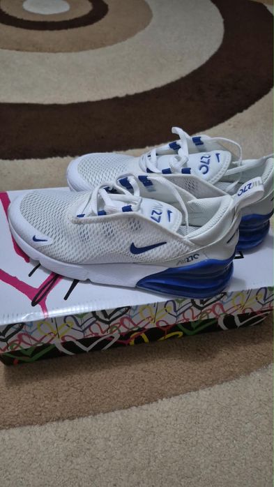 Nike Air Max 270 White/Game Royal, alb cu albastru, nr. 35 (22 cm)