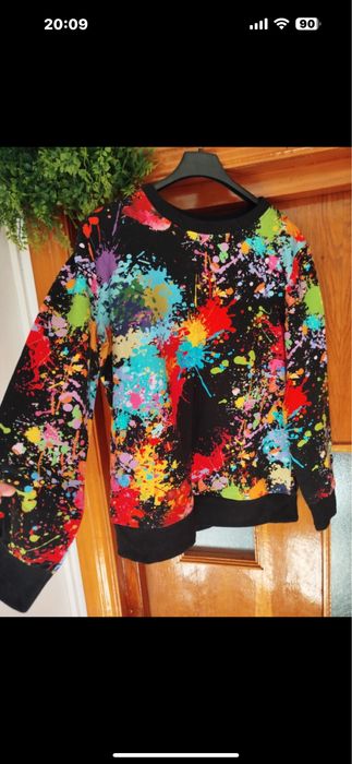 Bluza dama cu maneci lungi cu imprimeu colorat in stil pete de vopsea