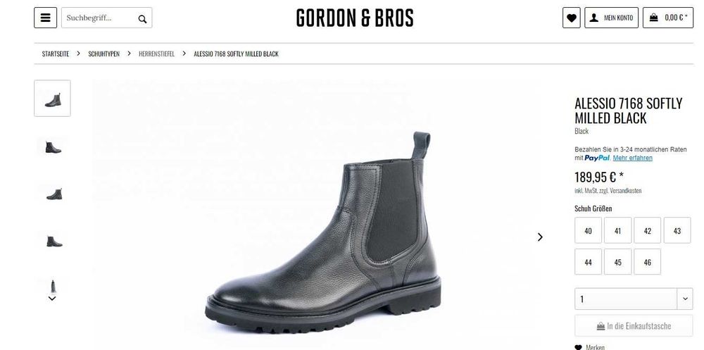 Ghete chelsea 45 plain toe Gordon Bros piele naturala moale NOI