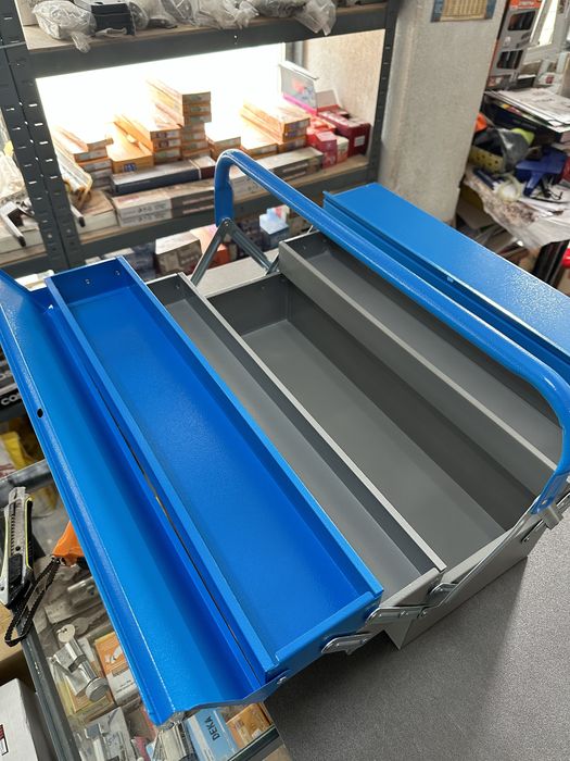 Метален разтегателен куфар за инструменти три реда 5 отделения