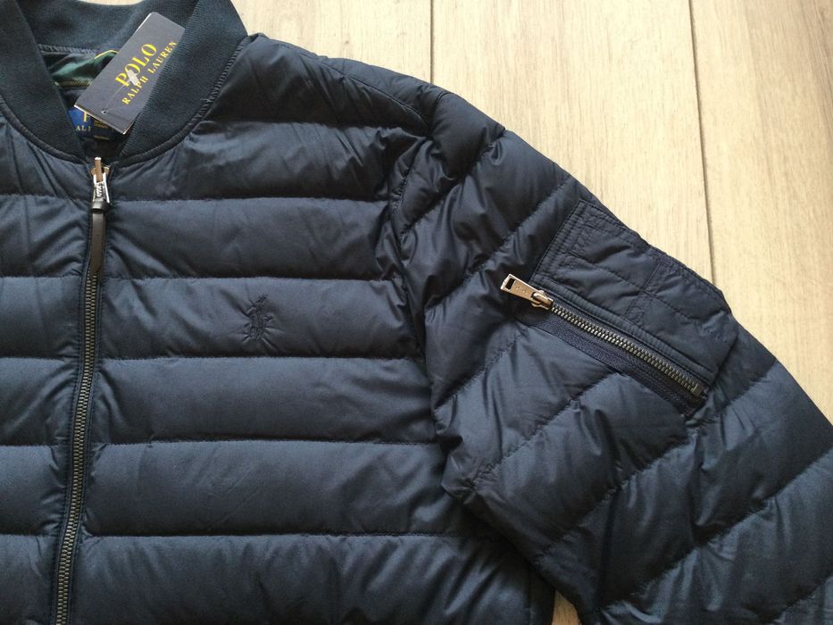НОВО тъмно синьо пухено яке бомбър POLO RALPH LAUREN размер L от САЩ